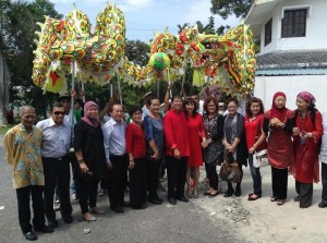 Dato' Sebastian with guests arriving at his open house yesterday.