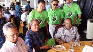 Chief Minister, Tan Sri Adenan Satem, seated right, Datuk Amar Awang Tengah, Minister of Public Utilies