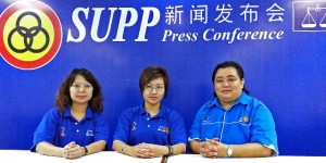 Tnay in the centre with left, Hannah Kho Central woman publicity and Ling Ngar Yung Central women secretary. 