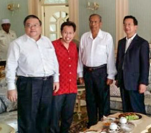 Businessman Wee Kok Tiong with Senator Datuk Dr. Sim, Chief Minister, Tan Sri Adenan Satem and Msia amb