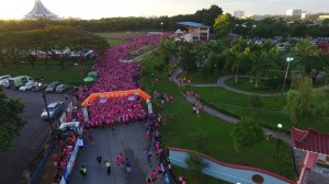The participants turning the roads into a sea of red. 
