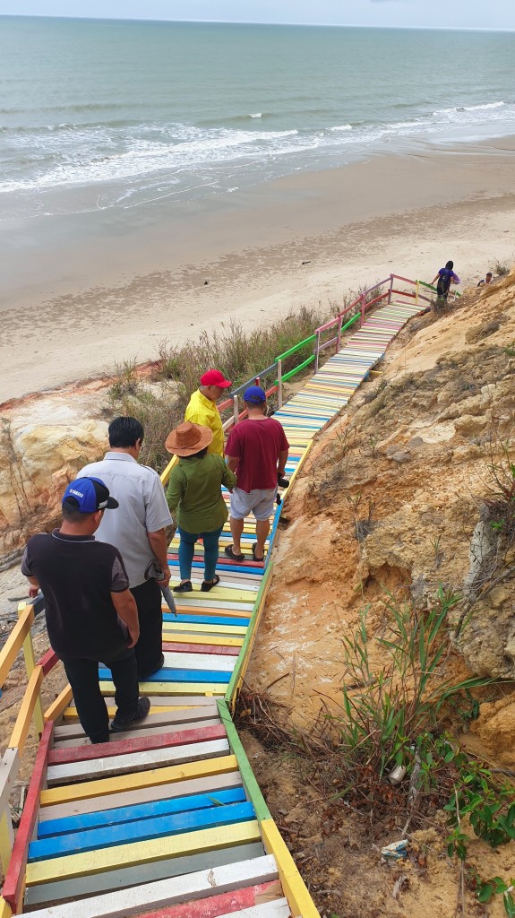 Datuk Sebastian Ting viewing the rainbow stairs.